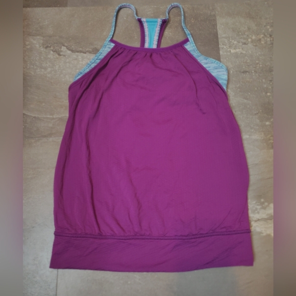 Ivivva by Lululemon tank top. Built in bra. Purple, blue, white. Girl size 10. - Picture 1 of 7